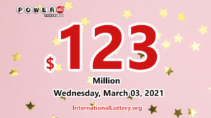 Powerball 头奖在 2021 年 3 月 3 日升至 1.23 亿美元。